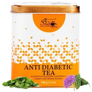 The Indian Chai - Anti Diabetic Tea 100g with Gymnemma Sylvestre Giloy Bitter melon Jamun Seed etc for Regulating Blood Sugar Levels Strengthens Immunity & Liver Function
