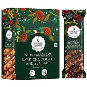 Wingreens Harvest Nuts & Seeds Energy Bars - Dark Chocolate & Sea Salt - 180 g (Pack of 6 x 30g) Almonds cashews pumpkin seeds & Dry Fruit Healthy Protein Snack Bars All Natural Plant Based