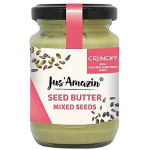 Jus' Amazin Crunchy Seed Butter - Mixed Seeds Watermelon Seeds Organic Sunflower Seeds Organic Pumpkin Seeds & Organic Flaxseeds Clean Nutrition Zero Junk