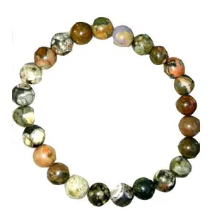Unisex Rhyolite or Rainforest Jasper Stretch Bracelet Spiritual Connections (8 mm Multicolour)