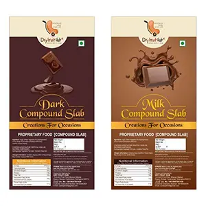 Dark & Milk Chocolate Compound Dark Chocolate for Cake Baking Dark Chocolate Bar Dark Compound Slab Each 400gm