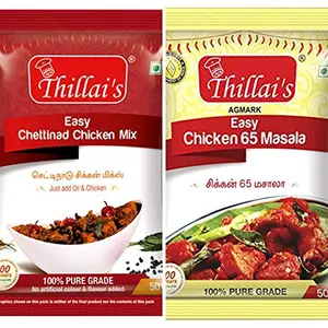 Thillais Masala Indian Chicken 65 Chettinad Chicken COMBO PACK 100% Natural Spices