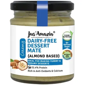 Jus' Amazin Dairy-Free Dessert Mate (Almond Based) 200g Condensed Almond Milk - Sweetened with Jaggery Clean Nutrition Vegan Plant-Based
