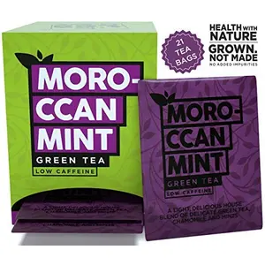 Moroccan Mint Tea Bags Green Tea Blended with Natural Chamomile Spearmint and Peppermint for Degoodand good health Steep as Hot Tea or Iced Medium Caffeine (40 Bags+ 1 Bag Free)