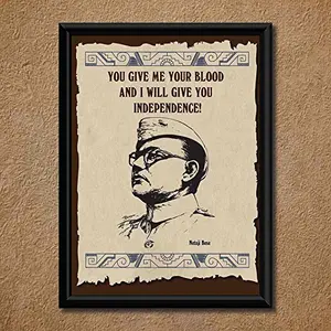 Unique Indian Craft Handmade Subhash Chandra Bose Wall Poster Laminated (Without Frame)