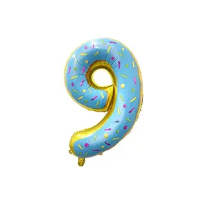 Number 9 Balloon 9th Birthday Party Foil Mylar Number Ninth Balloons for Kid Girl Boy Donut 32 Inch