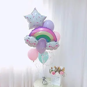 Rainbow Foil Balloon 6 Pastel 1 Polka Dot and Star Balloon for DecorationBaby Shower(Pack of 9) (Rainbow Foil Balloon Set)