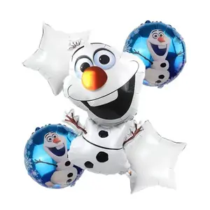 5PCS Frozen Olaff Foil Balloons for Kids Birthday Baby Shower Frozen Themed Party Decorations