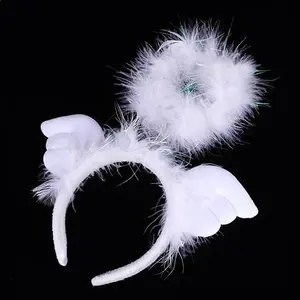Angel Glowing Feather and Angel Wings Headband with Led Light for halloween party christmas party