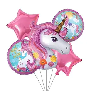 5pcs Unicorn Balloons Unicorn Birthday Party Decorations for Girls Foil Balloons Set Macaron and Rainbow Balloon Wedding Baby Shower and Birthday Party Decoration