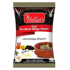 Thillais Masala Indian Vegetable Masala Powder (EASY KARAIKUDI MILAGU RASAM)50gm 100% Natural Spices