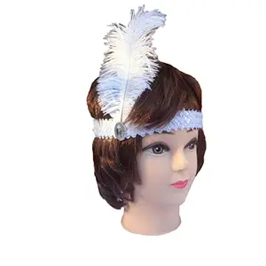 Feather Headpiece Charleston Flapper Headband Sequins Rhinestone Elastic Fascinator Fancy Dress Costume Props Pack Of 2