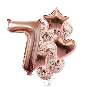7th Number Balloon with 7 Digit Balloon for Including Star Heart and Confetti Balloons
