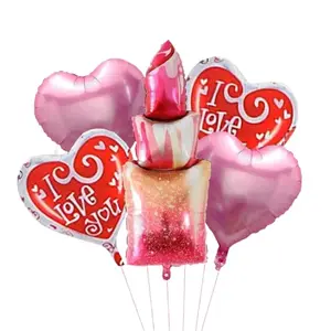Love Decoration Theme with LipsticksHeart Foil Balloon for Birthday Anniversary Decoration
