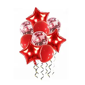 Red 9PCS/Set Brithday Balloon Set Confetti Star Latex Foil Balloon Garlands for Wedding Decoration Birthday Party Decorations Kids Adults Balloons
