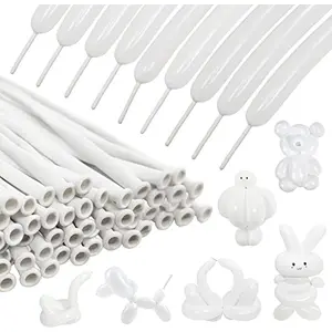 100 Pieces Twisting Balloons Long Balloons DIY Latex Balloons Modelling Magic Balloons for Birthday Wedding Engagement Anniversary Festival Party Decoration (White)