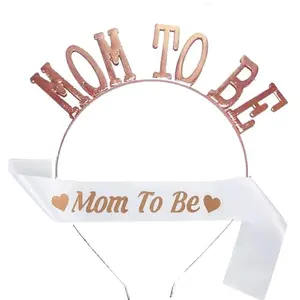 Mom To Be Sash And Mom To Be Tiara 2Pcs For Photoshoot Material Items Supplies.Baby Shower Decoration Party Favors.