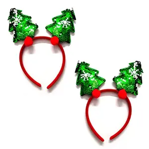 Christmas Headbands for Green Tree Hairband Fun Xmas Hair Hoop Christmas Holiday New Years Decoration(Pack of 2)