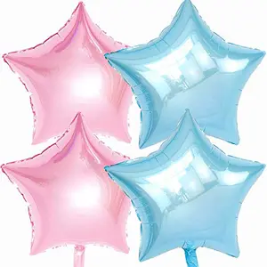 10 Pieces 18 inch. Rose Gold Star Helium Foil Ballon For Baby Shower Wedding and Engagement Party Decoration (Star Blue Pink)