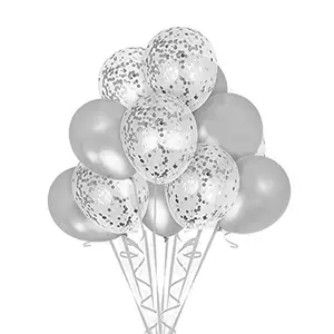Silver Confetti and Latex Balloons (Pack of 10)