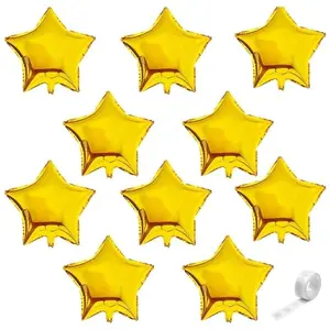 10 Inch Star Shape Foil Balloon Helium Balloon Birthday Party Decoration Gold (Pack Of 11)