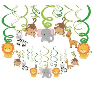 Jungle Theme Decoration Hanging Multicolor Swirls For Forest Theme Birthday Party Baby Shower Festival Party