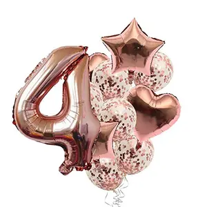 4th Number Balloon with 4 Digit Balloon for Including Star Heart and Confetti Balloons