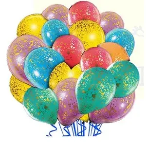 Rubber Golden Flakes Balloons For Decoration 25Pcs For Decoration|Helium Party Balloons For Birthday Decoration Multicolour Balloons For Decoration.