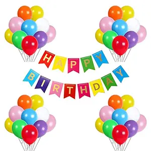 Happy Birthday Banner Custom Rainbow Wall Decor with Balloons for Home Office Party Kids Women Men