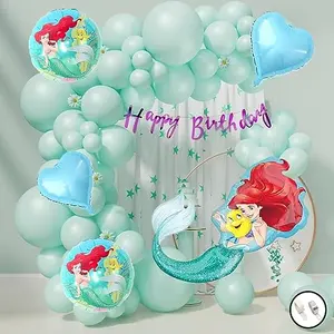 Little Mermaid Foil Balloon kit for birthday Decoration ocean theme Decoration for Girls (pack of 58)