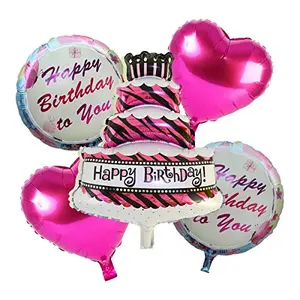 5 PCS Multi-Colored Cake Themed Celebration FOIL Balloon Combo Set