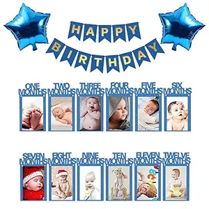 1st Baby Boy Birthday Decoration Kit with Star and Happy Birthday Banner