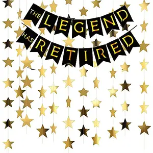 Black The Legend has Retired Banner for Decoration with Star Bunting Set of 3