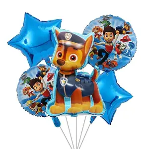 5 PCS Multi-Colored 1ST Birthday Themed Celebration FOIL Balloon Combo Set (blue)