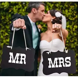 Mr Mrs Chair Bunting Banner Garland Photo Props Decoration 2Pcs Color Black