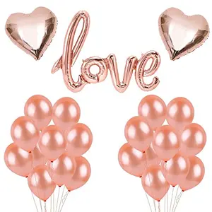 Love Balloon Set - Rose Gold Letter Love Balloon with Latex and Star Balloons for Valentines Day Birthday Anniversary Party Decor
