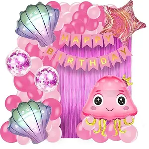 Cute Octopus Sea Animal Air Balloon for Baby Shower Birthday Party Decorations Supplies Pink Pack of 58