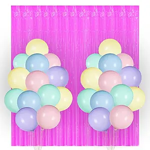 Pastel Balloon Withe Pink Curtail for Birthday Decoration Pack of 52
