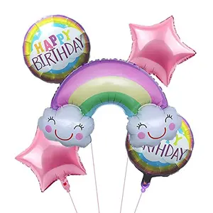 5PCS/Set Rainbow Cloud Shape Balloons Birthday Party Wedding Anniversary Decorationmaterial-Nylonfor All Ages