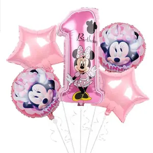 5pcs 1 no. Foil Balloon First Birthday Party Balloons Boy and Girl Baby Shower Foil Balloons Helium Balloons Mini Balloon