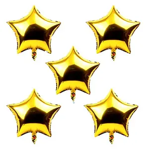 Star Shape 18 Inch Foil Balloons (Pack of 5 Gold)