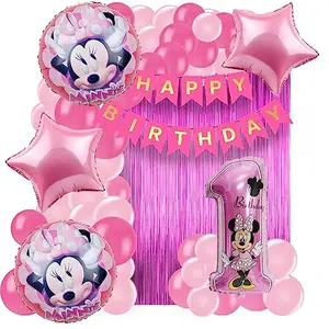 Minnie Mouse Birthday Minnie Balloons Minnie BalloonBirthday Foil Balloon Mickey Balloon Children's Birthday Decoration Helium Balloons Decoration Set (pinkminikitp58)