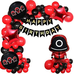 Game Balloons Garland Kit - 37pcs Including Game with RoundStar Happy Birthday Banner Arch Latex Balloons for Party Decoration
