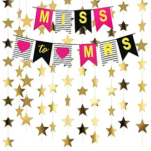 Multi Miss to Mrs Banner for Decoration with Star Bunting Set of 3