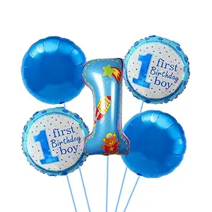 5Pcs Blue Number 1 Balloons Set 1st Birthday Balloons for Boys Balloons Decorations for 1st Birthday Party Blue (Pack of 5)