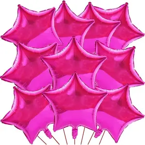 10 Inch Star Shape Foil Balloon Helium Balloon Birthday Party Decoration Dark Pink (Pack Of 10)