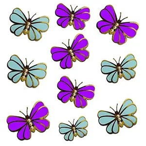 10 Pcs Butterfly Cupcake Toppers Cake Party Cake Decorations Blue and Purple Color for Birthday Wedding Party Wall Decoration Blue and Purple