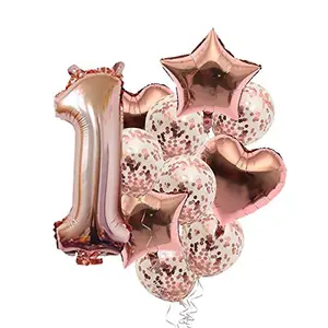 1st Number Balloon with 1 Digit Balloon for Including Star Heart and Confetti Balloons