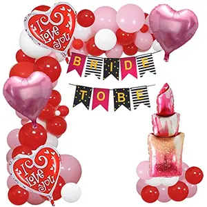Balloons Garland Kit - 37pcs Including Lipsticks with Heart Bride to Be Banner Arch and Latex Balloon Party Decoration