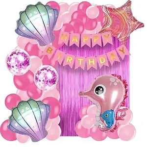 Sea Animal Theme Foil Balloon for Birthday Decoration items & Kit Pack of 58 For Kids BirthdayTheme Party Decoration.
